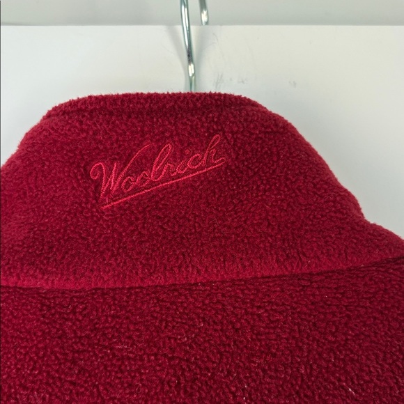 Woolrich Women's Deep Red Fleece Vest Zip Up pockets large - Picture 6 of 7